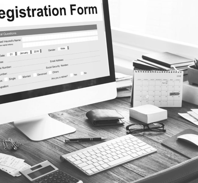 User registering for an online portal through a digital registration form